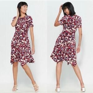 Tommy Hilfiger Floral Brookshire Dress Fit and Flare Purple Red sz 12 Large